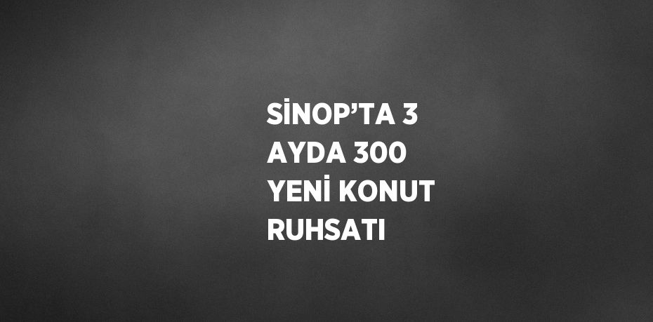 SİNOP’TA 3 AYDA 300 YENİ KONUT RUHSATI