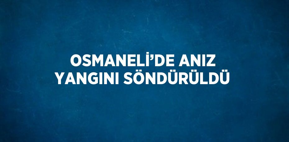 OSMANELİ’DE ANIZ YANGINI SÖNDÜRÜLDÜ