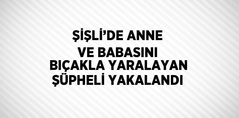 ŞİŞLİ’DE ANNE VE BABASINI BIÇAKLA YARALAYAN ŞÜPHELİ YAKALANDI