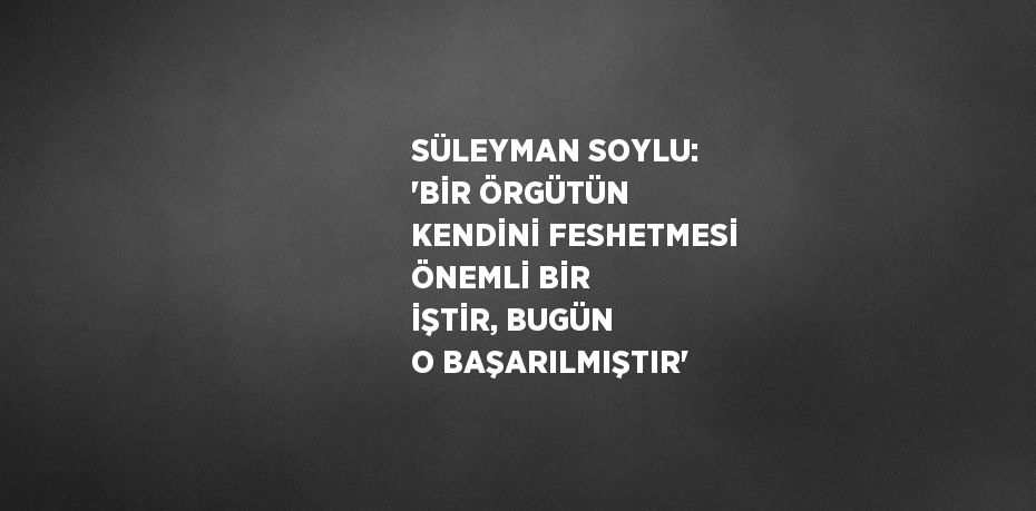 SÜLEYMAN SOYLU: 'BİR ÖRGÜTÜN KENDİNİ FESHETMESİ ÖNEMLİ BİR İŞTİR, BUGÜN O BAŞARILMIŞTIR'