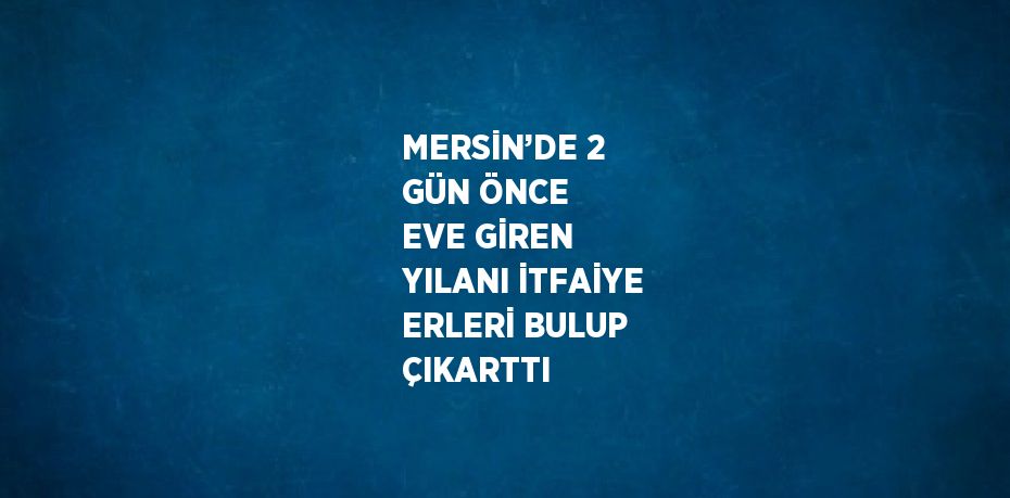 MERSİN’DE 2 GÜN ÖNCE EVE GİREN YILANI İTFAİYE ERLERİ BULUP ÇIKARTTI