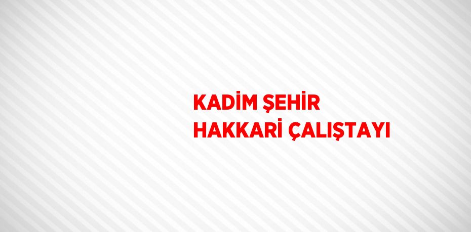 KADİM ŞEHİR HAKKARİ ÇALIŞTAYI