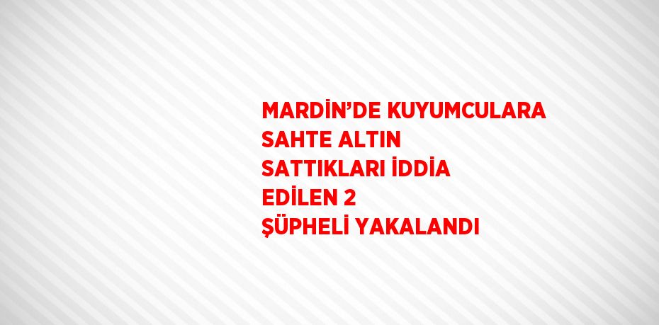MARDİN’DE KUYUMCULARA SAHTE ALTIN SATTIKLARI İDDİA EDİLEN 2 ŞÜPHELİ YAKALANDI