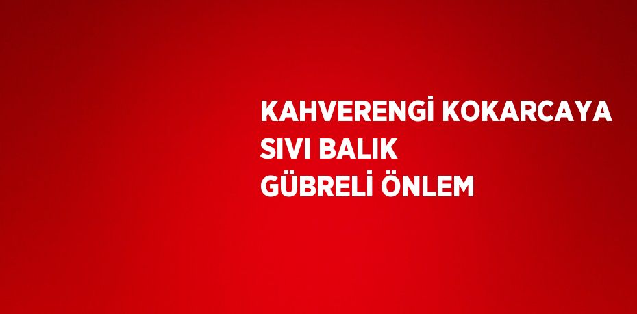 KAHVERENGİ KOKARCAYA SIVI BALIK GÜBRELİ ÖNLEM