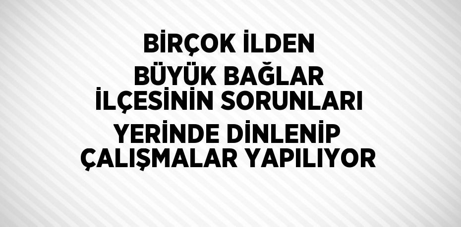 BİRÇOK İLDEN BÜYÜK BAĞLAR İLÇESİNİN SORUNLARI YERİNDE DİNLENİP ÇALIŞMALAR YAPILIYOR
