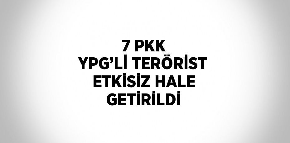 7 PKK YPG’Lİ TERÖRİST ETKİSİZ HALE GETİRİLDİ