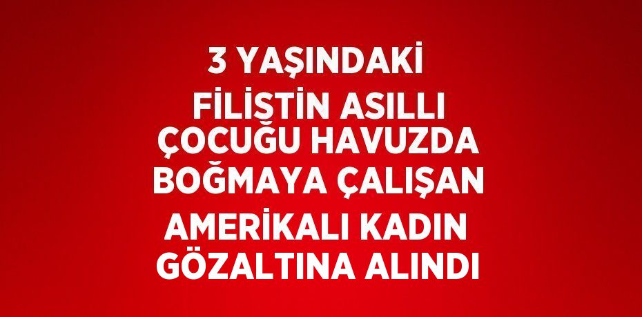 3 YAŞINDAKİ FİLİSTİN ASILLI ÇOCUĞU HAVUZDA BOĞMAYA ÇALIŞAN AMERİKALI KADIN GÖZALTINA ALINDI