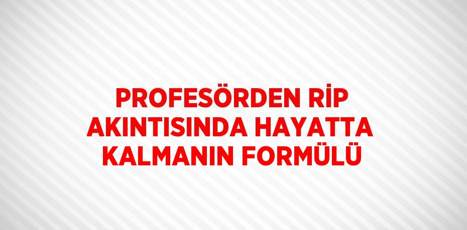 PROFESÖRDEN RİP AKINTISINDA HAYATTA KALMANIN FORMÜLÜ