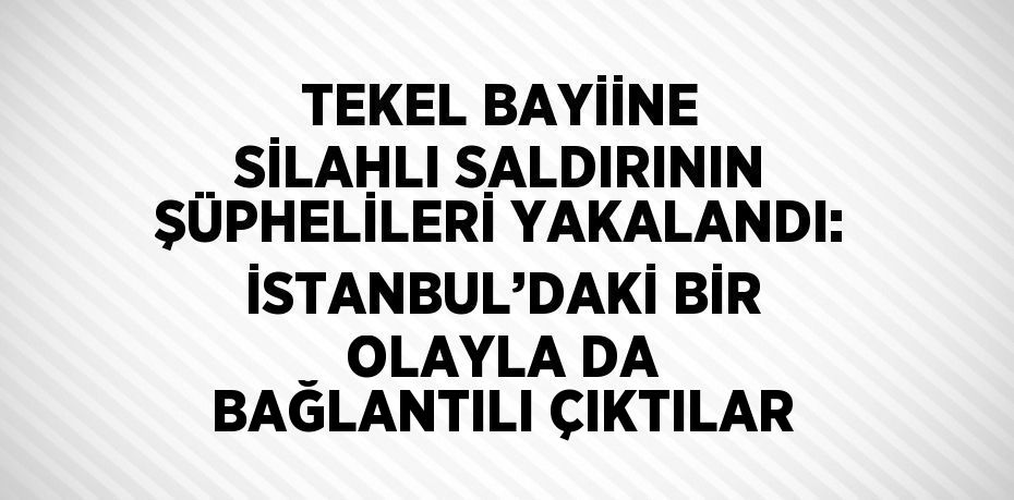 TEKEL BAYİİNE SİLAHLI SALDIRININ ŞÜPHELİLERİ YAKALANDI: İSTANBUL’DAKİ BİR OLAYLA DA BAĞLANTILI ÇIKTILAR