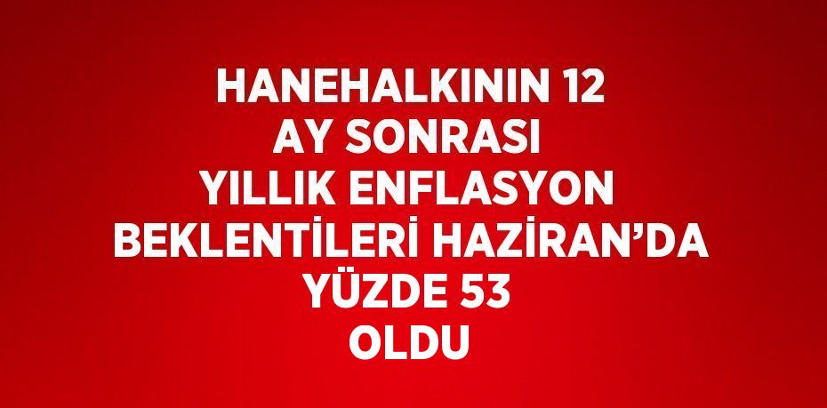 HANEHALKININ 12 AY SONRASI YILLIK ENFLASYON BEKLENTİLERİ HAZİRAN’DA YÜZDE 53 OLDU