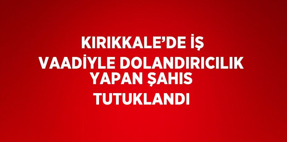 KIRIKKALE’DE İŞ VAADİYLE DOLANDIRICILIK YAPAN ŞAHIS TUTUKLANDI