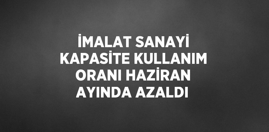 İMALAT SANAYİ KAPASİTE KULLANIM ORANI HAZİRAN AYINDA AZALDI