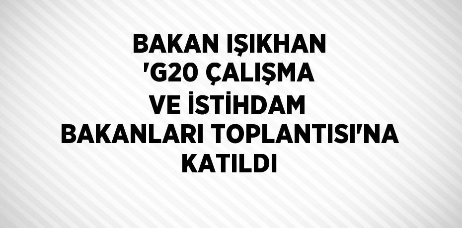 BAKAN IŞIKHAN 'G20 ÇALIŞMA VE İSTİHDAM BAKANLARI TOPLANTISI'NA KATILDI