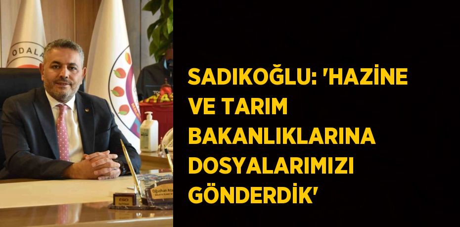 SADIKOĞLU: 'HAZİNE VE TARIM BAKANLIKLARINA DOSYALARIMIZI GÖNDERDİK'