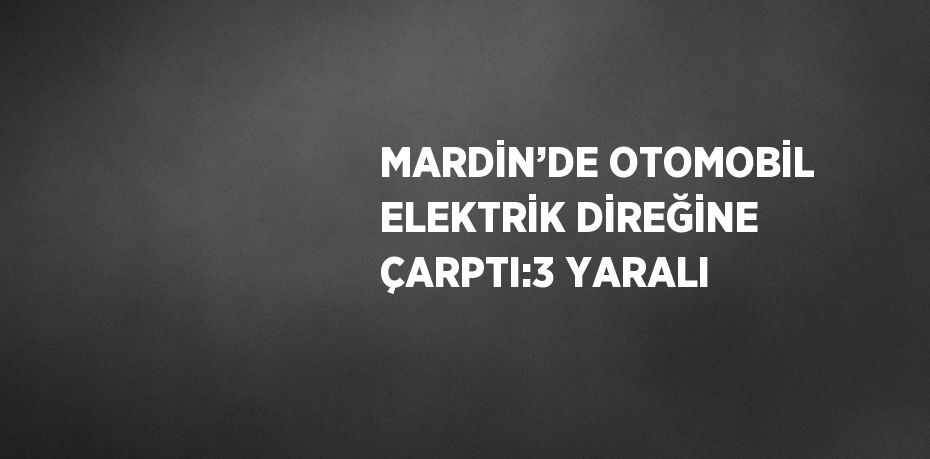 MARDİN’DE OTOMOBİL ELEKTRİK DİREĞİNE ÇARPTI:3 YARALI