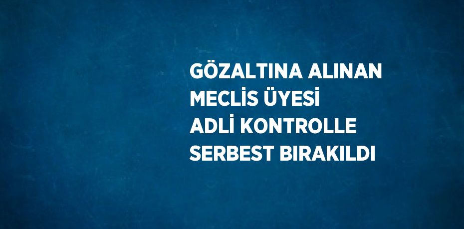 GÖZALTINA ALINAN MECLİS ÜYESİ ADLİ KONTROLLE SERBEST BIRAKILDI