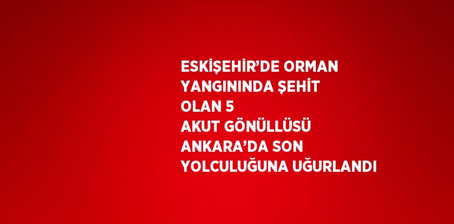 ESKİŞEHİR’DE ORMAN YANGININDA ŞEHİT OLAN 5 AKUT GÖNÜLLÜSÜ ANKARA’DA SON YOLCULUĞUNA UĞURLANDI