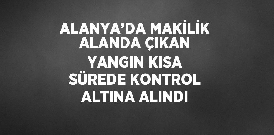 ALANYA’DA MAKİLİK ALANDA ÇIKAN YANGIN KISA SÜREDE KONTROL ALTINA ALINDI