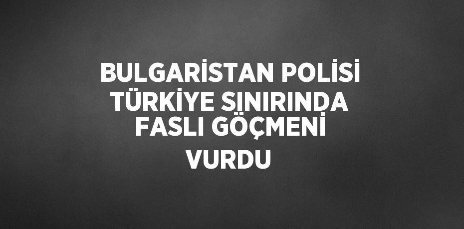 BULGARİSTAN POLİSİ TÜRKİYE SINIRINDA FASLI GÖÇMENİ VURDU