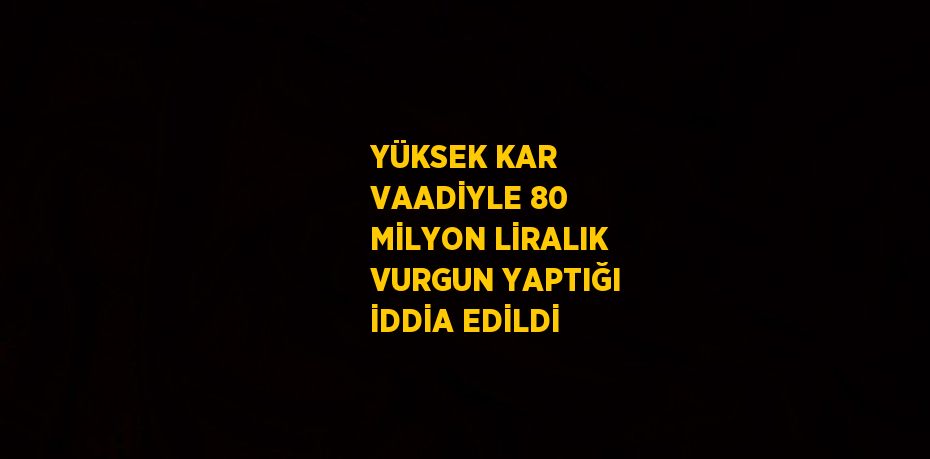 YÜKSEK KAR VAADİYLE 80 MİLYON LİRALIK VURGUN YAPTIĞI İDDİA EDİLDİ