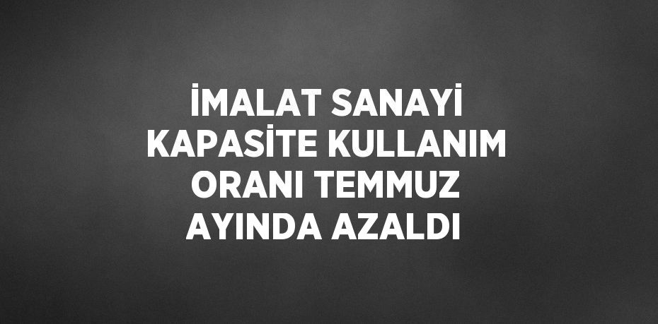 İMALAT SANAYİ KAPASİTE KULLANIM ORANI TEMMUZ AYINDA AZALDI