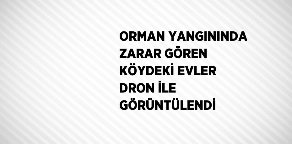 ORMAN YANGININDA ZARAR GÖREN KÖYDEKİ EVLER DRON İLE GÖRÜNTÜLENDİ
