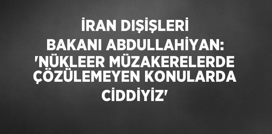 İRAN DIŞİŞLERİ BAKANI ABDULLAHİYAN: 'NÜKLEER MÜZAKERELERDE ÇÖZÜLEMEYEN KONULARDA CİDDİYİZ'