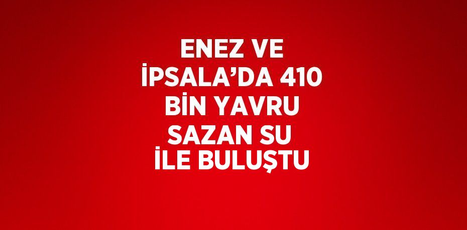 ENEZ VE İPSALA’DA 410 BİN YAVRU SAZAN SU İLE BULUŞTU