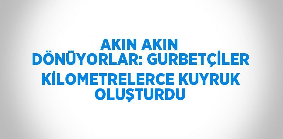 AKIN AKIN DÖNÜYORLAR: GURBETÇİLER KİLOMETRELERCE KUYRUK OLUŞTURDU