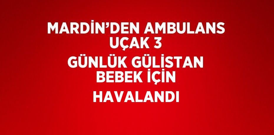 MARDİN’DEN AMBULANS UÇAK 3 GÜNLÜK GÜLİSTAN BEBEK İÇİN HAVALANDI