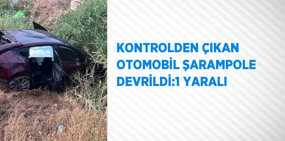 KONTROLDEN ÇIKAN OTOMOBİL ŞARAMPOLE DEVRİLDİ:1 YARALI