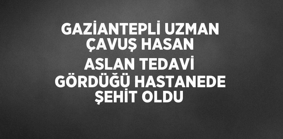 GAZİANTEPLİ UZMAN ÇAVUŞ HASAN ASLAN TEDAVİ GÖRDÜĞÜ HASTANEDE ŞEHİT OLDU