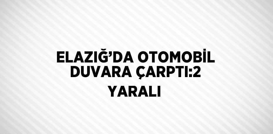 ELAZIĞ’DA OTOMOBİL DUVARA ÇARPTI:2 YARALI