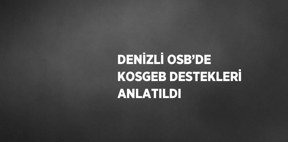 DENİZLİ OSB’DE KOSGEB DESTEKLERİ ANLATILDI