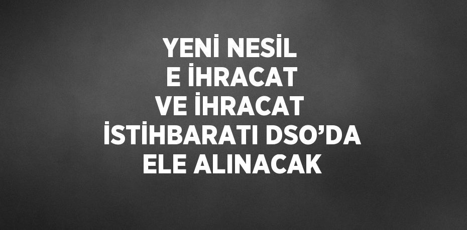 YENİ NESİL E İHRACAT VE İHRACAT İSTİHBARATI DSO’DA ELE ALINACAK