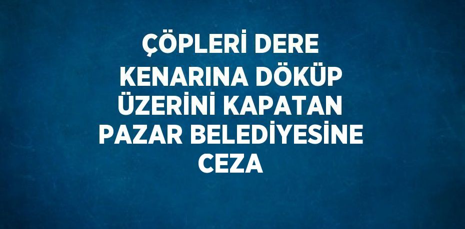 ÇÖPLERİ DERE KENARINA DÖKÜP ÜZERİNİ KAPATAN PAZAR BELEDİYESİNE CEZA