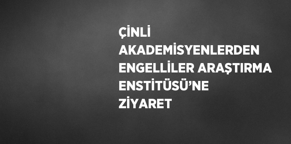 ÇİNLİ AKADEMİSYENLERDEN ENGELLİLER ARAŞTIRMA ENSTİTÜSÜ’NE ZİYARET