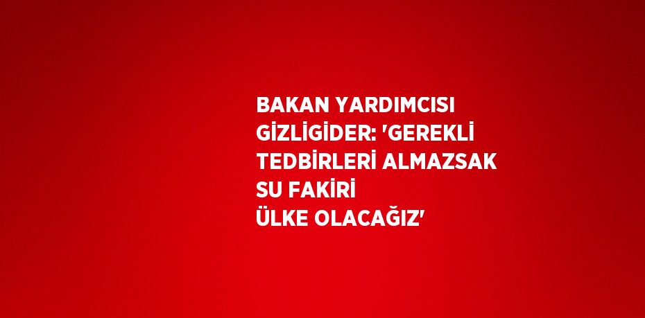 BAKAN YARDIMCISI GİZLİGİDER: 'GEREKLİ TEDBİRLERİ ALMAZSAK SU FAKİRİ ÜLKE OLACAĞIZ'