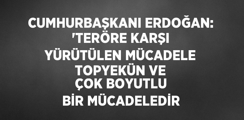 CUMHURBAŞKANI ERDOĞAN: 'TERÖRE KARŞI YÜRÜTÜLEN MÜCADELE TOPYEKÜN VE ÇOK BOYUTLU BİR MÜCADELEDİR