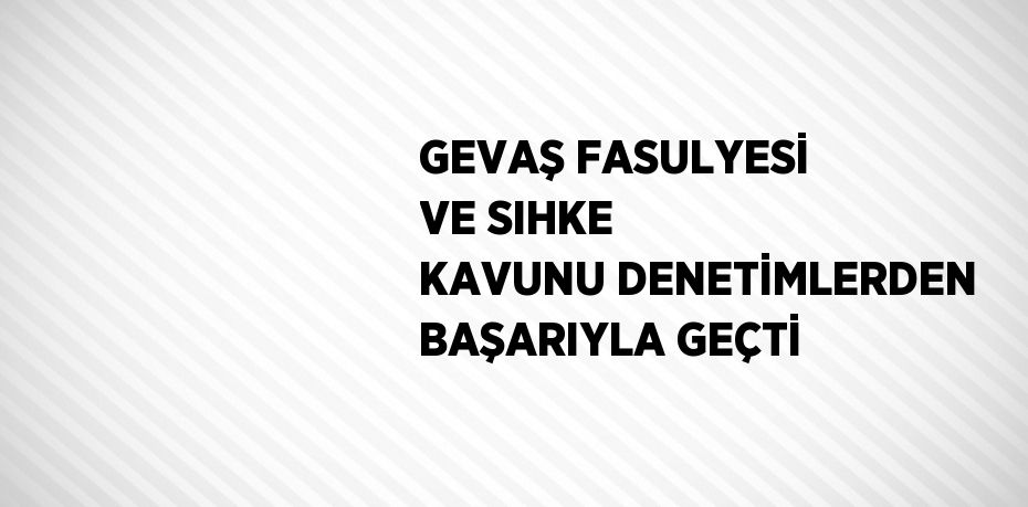 GEVAŞ FASULYESİ VE SIHKE KAVUNU DENETİMLERDEN BAŞARIYLA GEÇTİ