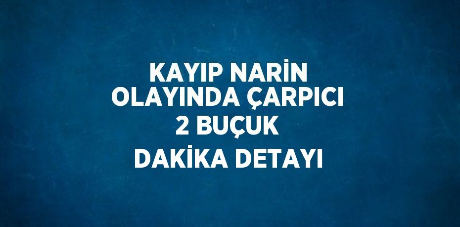 KAYIP NARİN OLAYINDA ÇARPICI 2 BUÇUK DAKİKA DETAYI