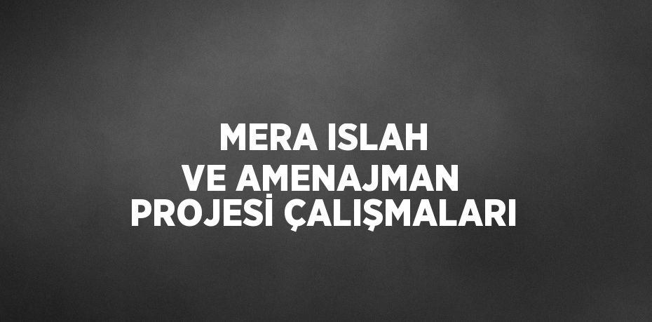 MERA ISLAH VE AMENAJMAN PROJESİ ÇALIŞMALARI