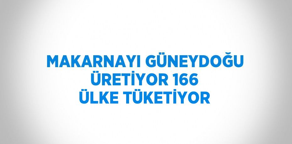 MAKARNAYI GÜNEYDOĞU ÜRETİYOR 166 ÜLKE TÜKETİYOR