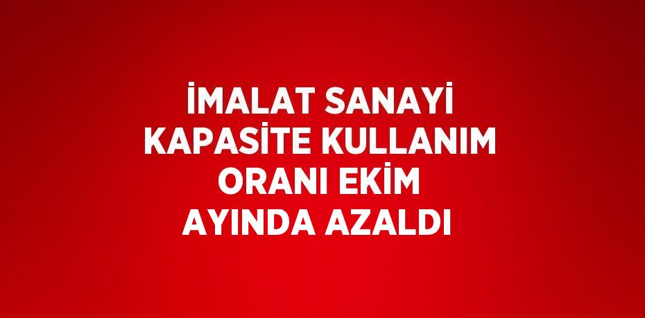 İMALAT SANAYİ KAPASİTE KULLANIM ORANI EKİM AYINDA AZALDI