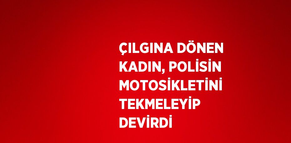 ÇILGINA DÖNEN KADIN, POLİSİN MOTOSİKLETİNİ TEKMELEYİP DEVİRDİ