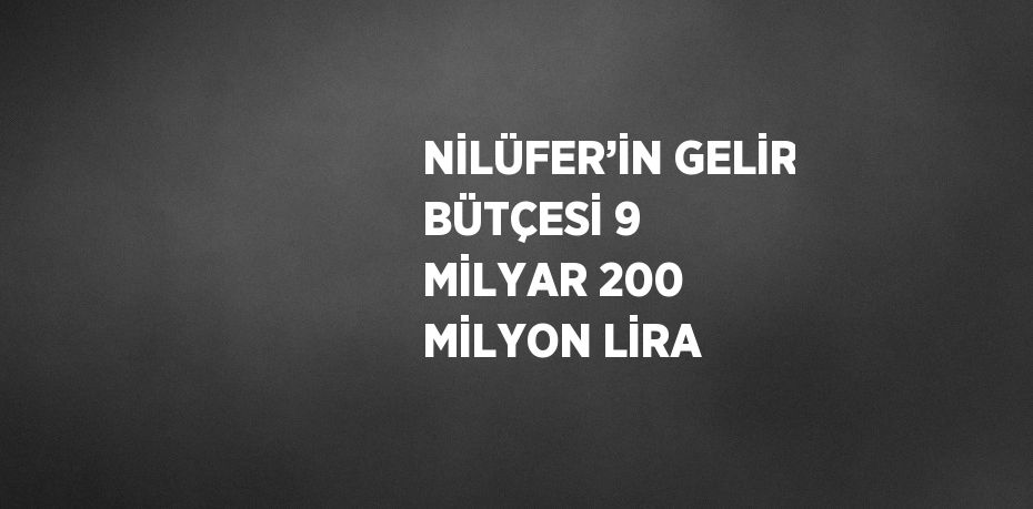 NİLÜFER’İN GELİR BÜTÇESİ 9 MİLYAR 200 MİLYON LİRA