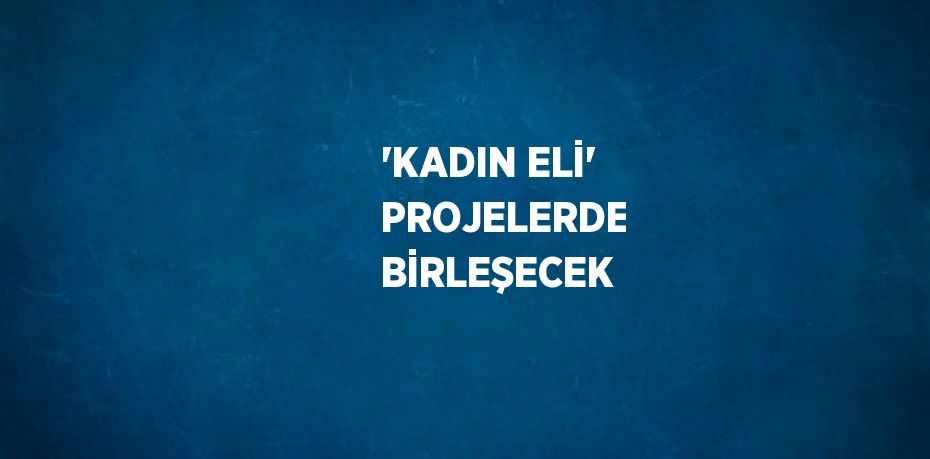 'KADIN ELİ' PROJELERDE BİRLEŞECEK