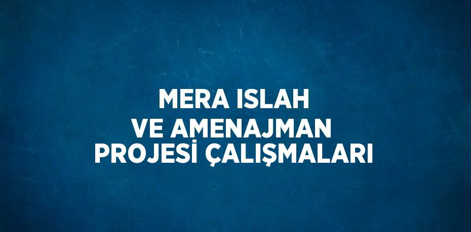 MERA ISLAH VE AMENAJMAN PROJESİ ÇALIŞMALARI