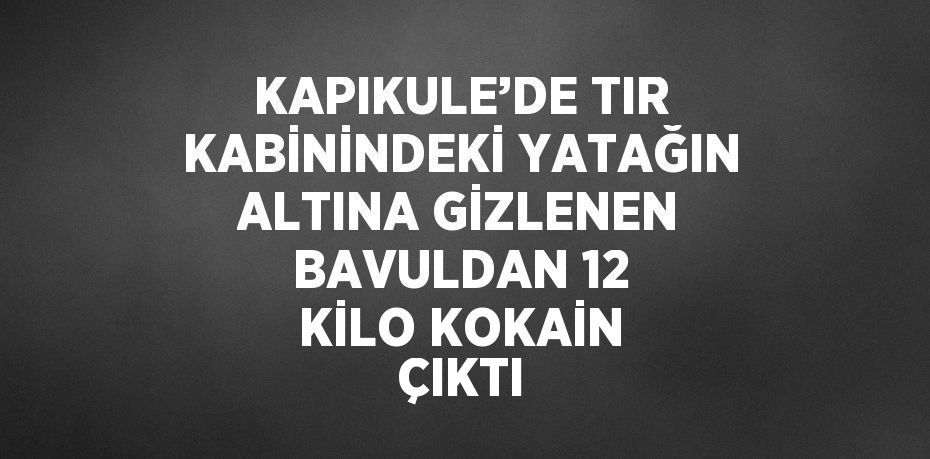 KAPIKULE’DE TIR KABİNİNDEKİ YATAĞIN ALTINA GİZLENEN BAVULDAN 12 KİLO KOKAİN ÇIKTI