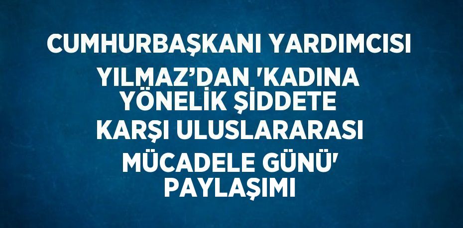 CUMHURBAŞKANI YARDIMCISI YILMAZ’DAN 'KADINA YÖNELİK ŞİDDETE KARŞI ULUSLARARASI MÜCADELE GÜNÜ' PAYLAŞIMI